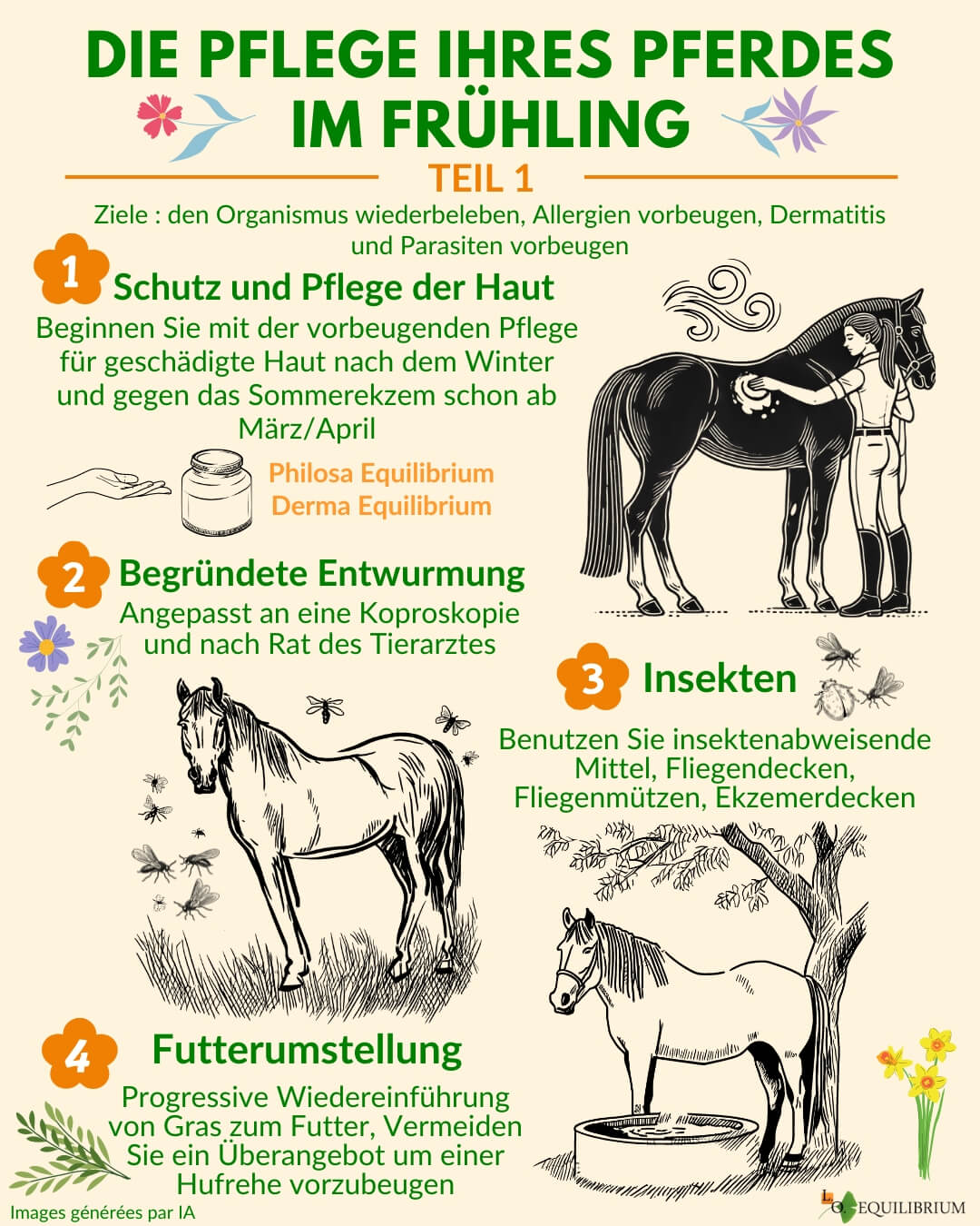 Infographie soins cheval printemps
