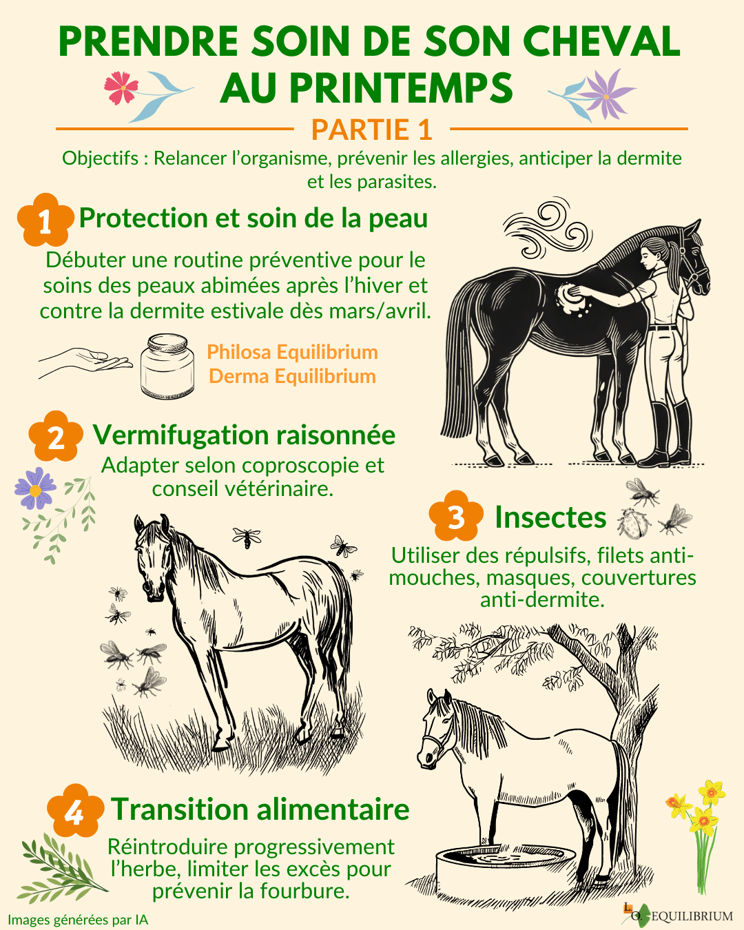 Infographie soins cheval printemps