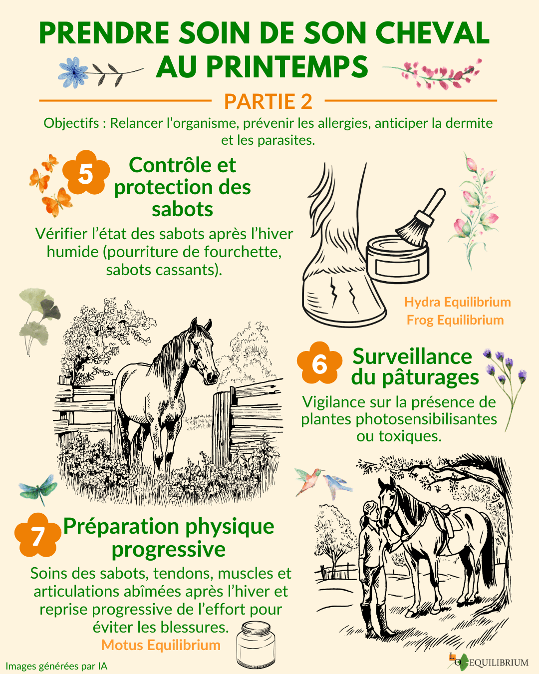 Infographie soins cheval printemps