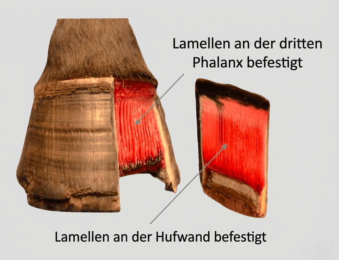 Schema der Huflamellen beim Pferd