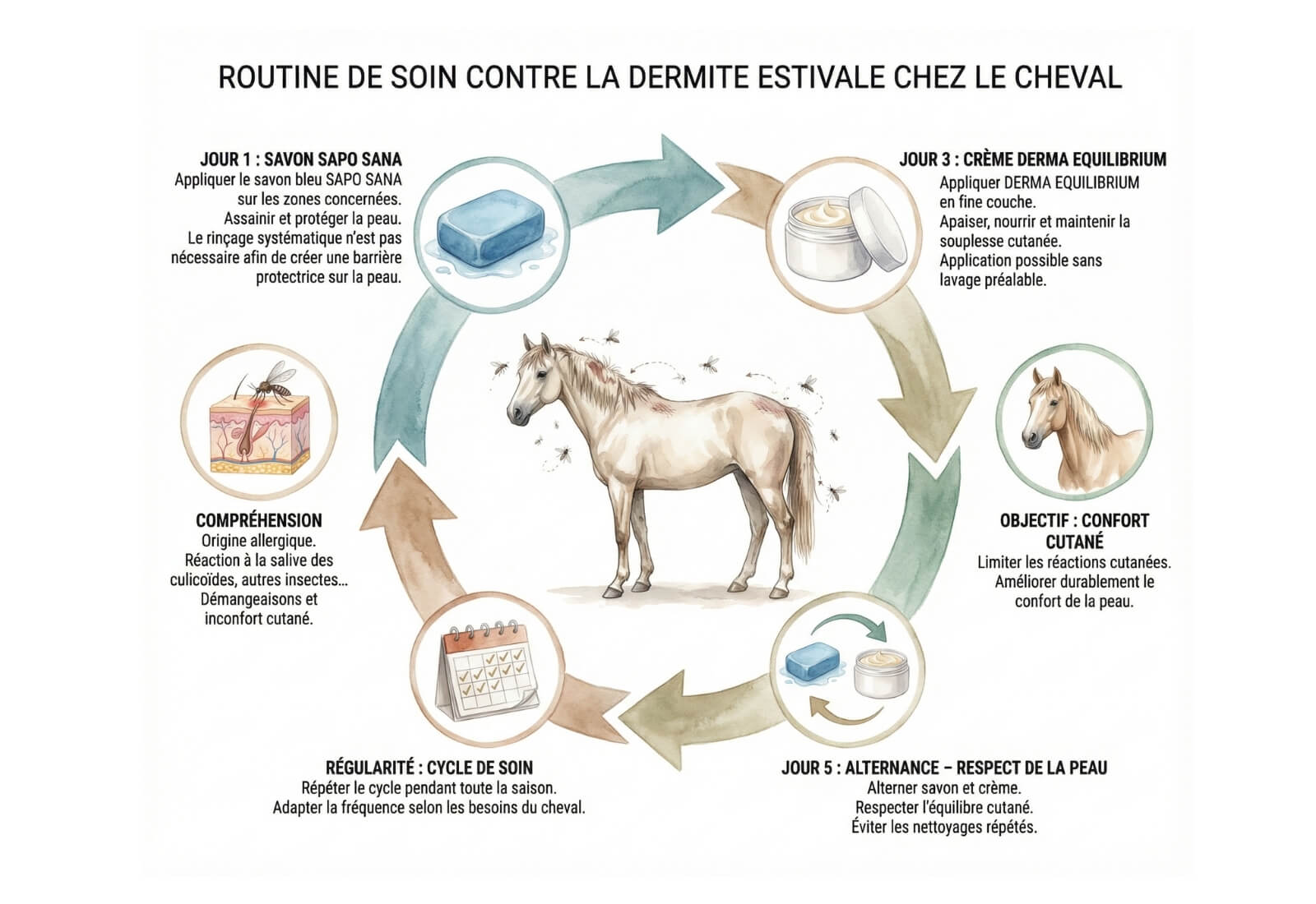 Traitement dermite estivale cheval 