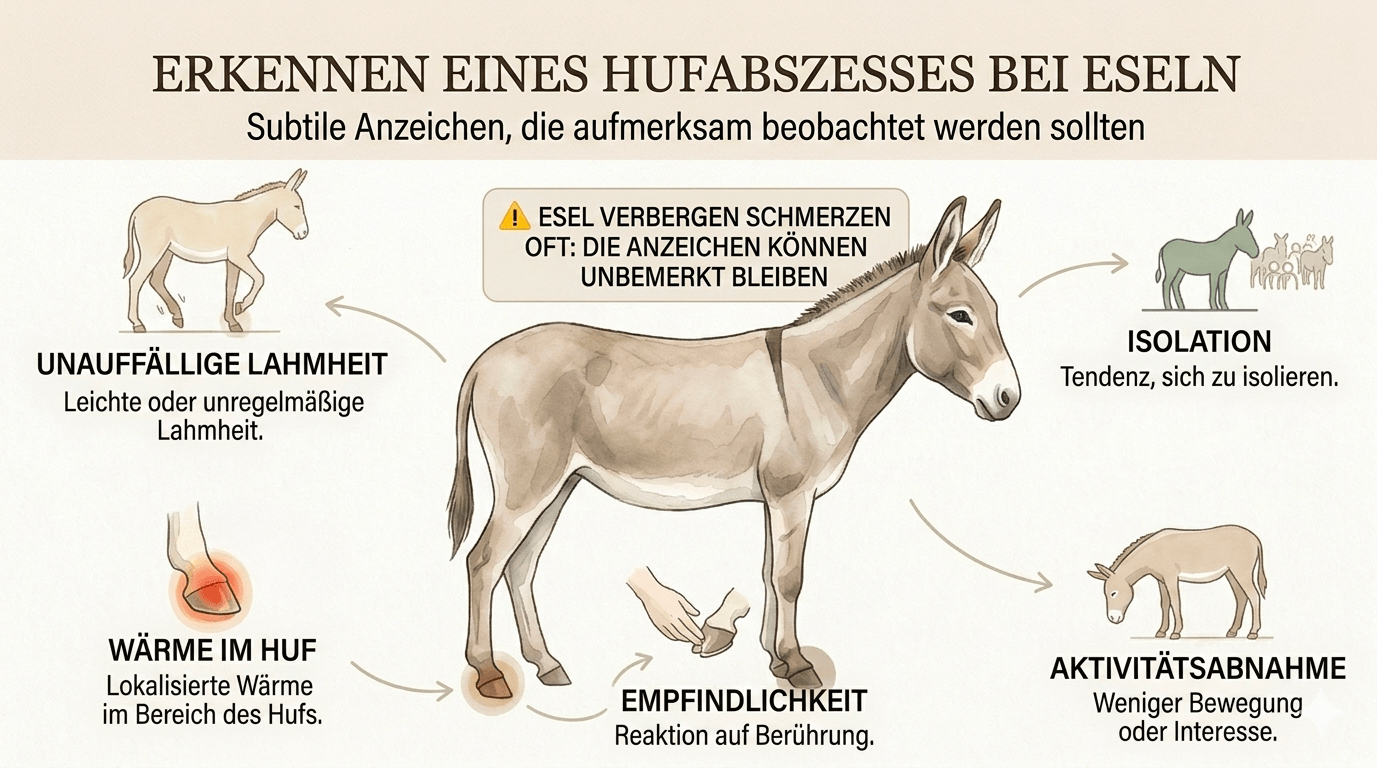 Erkennen eines Hufabszesses bei Esel