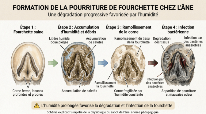 Formation de la pourriture de fourchette chez l'âne