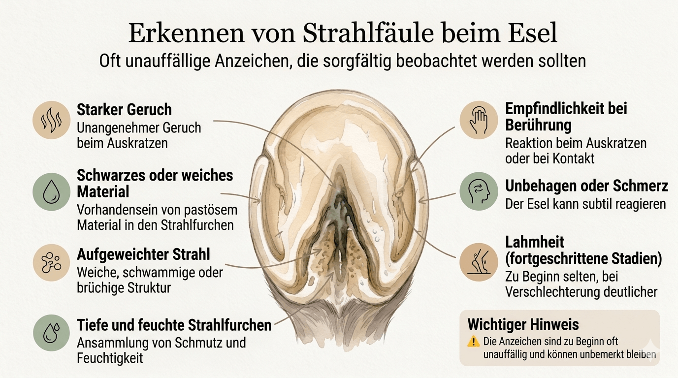 Erkennen von Strahlf&auml;ule beim Esel