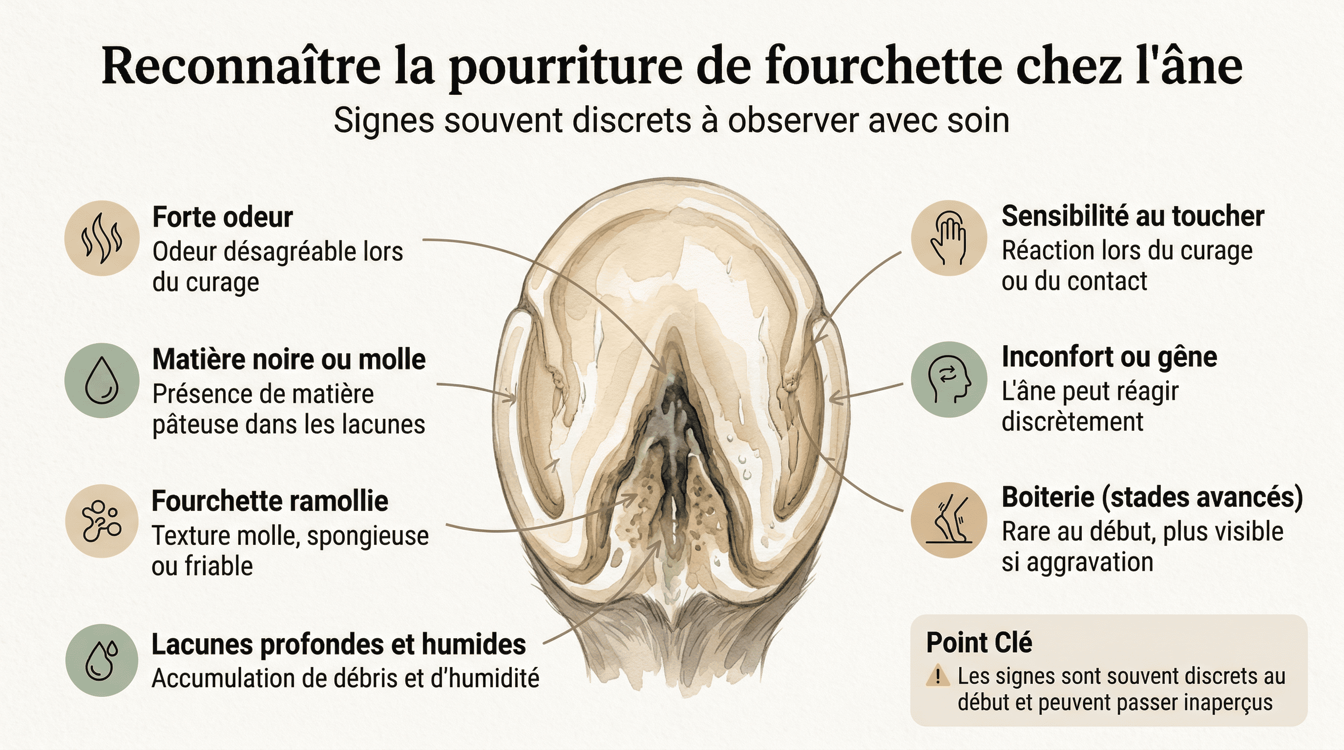 Reconnaître la pourriture de fourchette chez l'âne