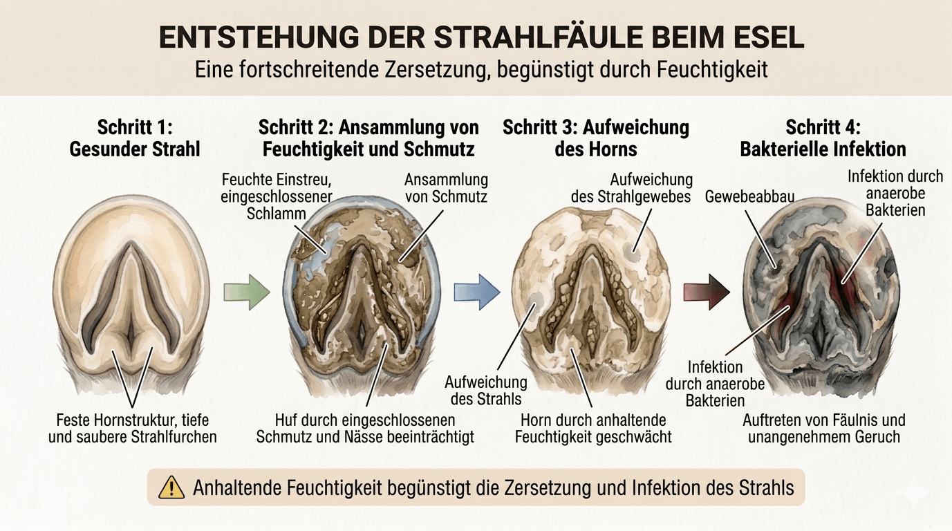 Entstehung der Strahlf&auml;ule beim Esel