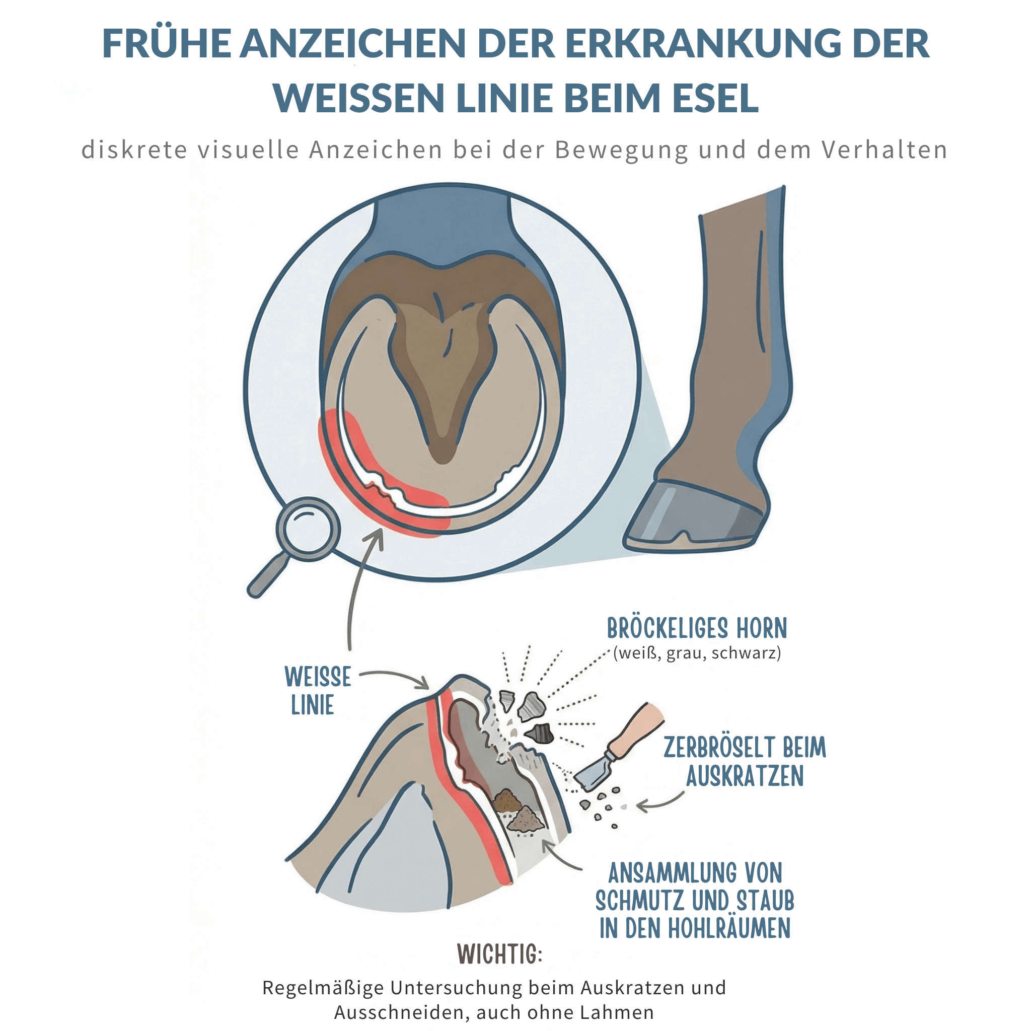 WLD Erkrankung der wei&szlig;en Linie esel fr&uuml;he Anzeichen