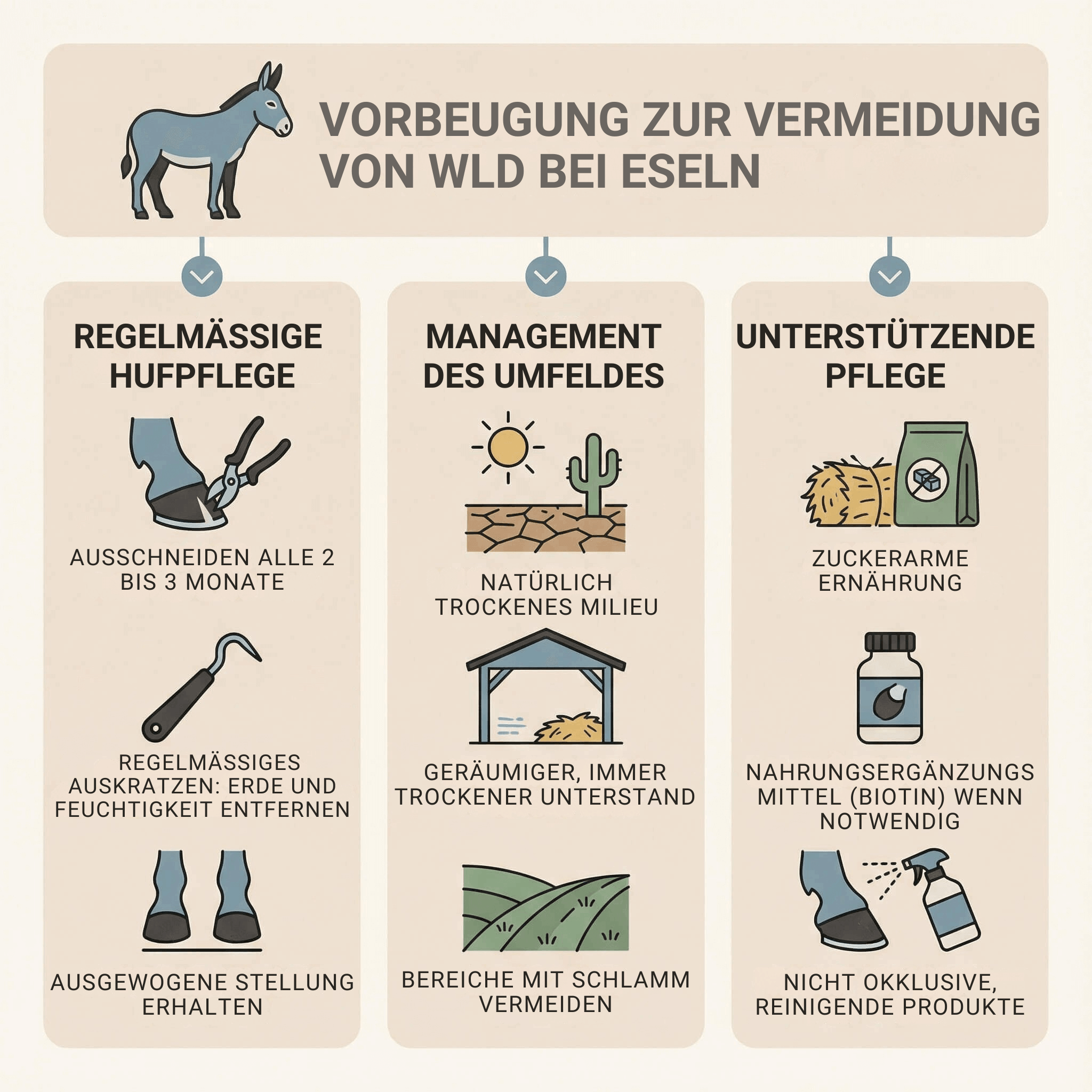 Vorbeugung WLD Erkrankung der wei&szlig;en Linie Esel