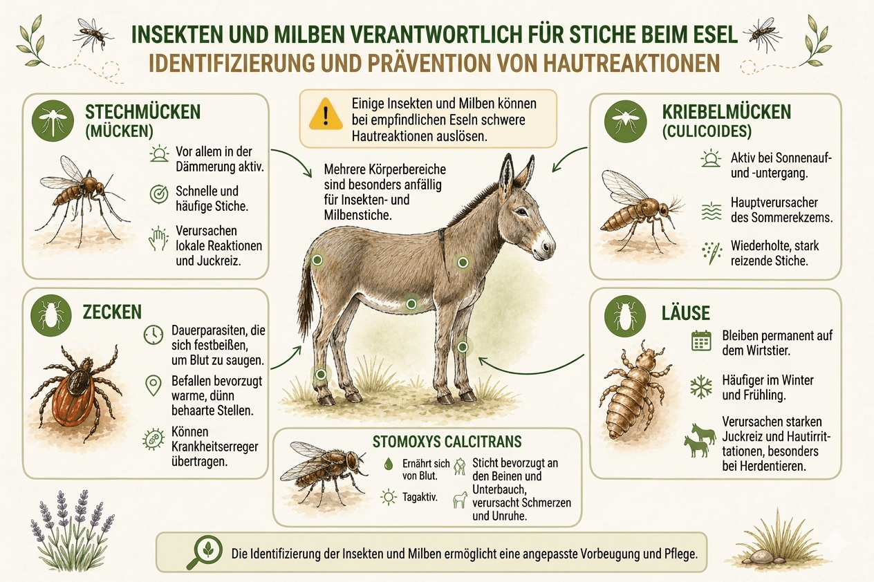 Insekten und Milben verantwortlich f&uuml;r Stiche beim Esel