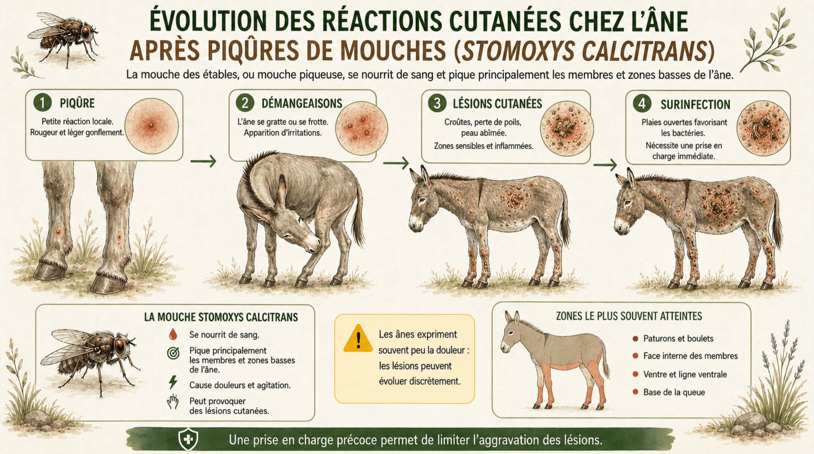 L'&eacute;volution des r&eacute;actions cutan&eacute;es chez l'&acirc;ne